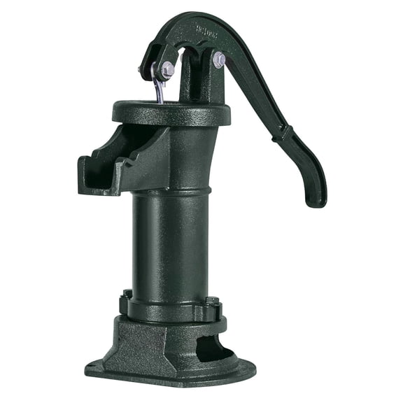 Hand Water Pump Pitcher Pump 25 ft Lift Cast Iron Manual Antique Style NPT 1-1/4 in Connection Outdoor Garden Farm Green