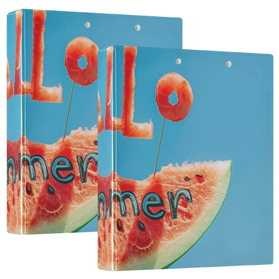 Hand Watermelon Hello Summer 3 Ring Binders 1.5 inch Hardcover File Folders with Interior Pockets A4 Size Organizer for School Office Hospital