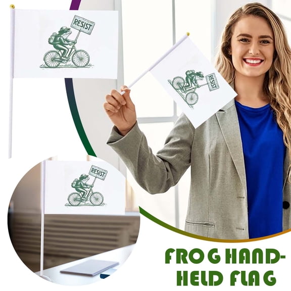 Hand Waving Frog Flag, Small Decorative Flag for Parties Events, Polyester Cheerleader Pom Pom Flag Gift Accessory(B-1pc)