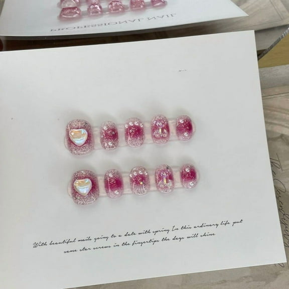 Hand Wearing Nail Raspberry Bubble Sugar Cheek Pink Nail Enhancement
