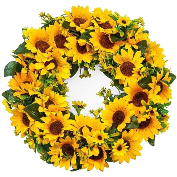 Hand Weaving Wall Hanging Artificial Flower Garland Sunflower Sun Garland Vine Ring Door And Window Decoration Pendant Front Door Wreath for Spring