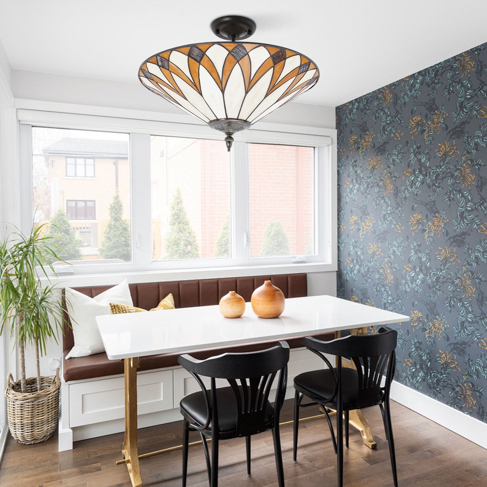Hand-Welded Stained Glass Ceiling Fixture – 15.74*3.93in Shade, 20 ...