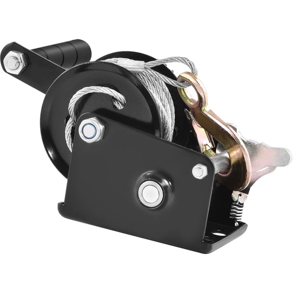 Hand Winch, 800 lbs Pulling Capacity, Boat Trailer Winch Heavy Duty Rope Crank with 33 ft Steel Wire Cable and Two-Way Ratchet, Manual Operated Hand Crank Winch for Trailer, Boat or ATV Towing
