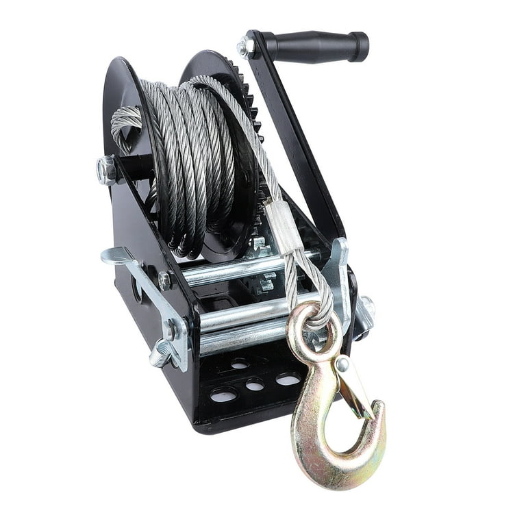 Carbole Hand Winch 3500lbs Crank Gear Winch, Boat Trailer Winch Two-Way Ratchet, Red, Size: 10.03 x 6.1 x 7.08