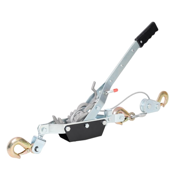 Hand Winch Puller, 2T Load, 12FT Cable, 3 Hooks, Dual Gears Ratchet System, for Easy Hand Pulling