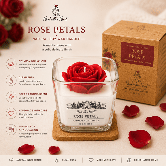 Air Rose 10 fl oz Rose Scented Container Candles, Homemade