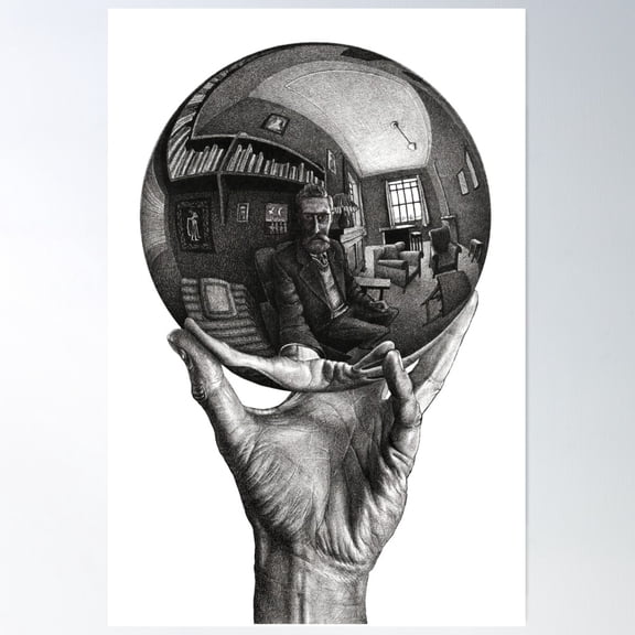 Hand With Reflecting Sphere Poster Wall Art, Modern Wall Decor For Living Room Bedroom, 8x12 UNFRAMED