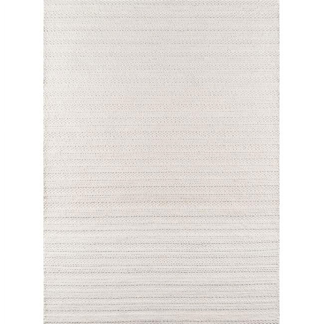 Ivory Tufted Wool and Viscose Striped 5' x 7' Rug