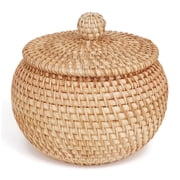 Hand-Woven Basket,Happon Bread Storage Baskets for Food Fruit Vegetables,Rattan Snacks Basket for Restaurant Home Kitchen, Round/Brown