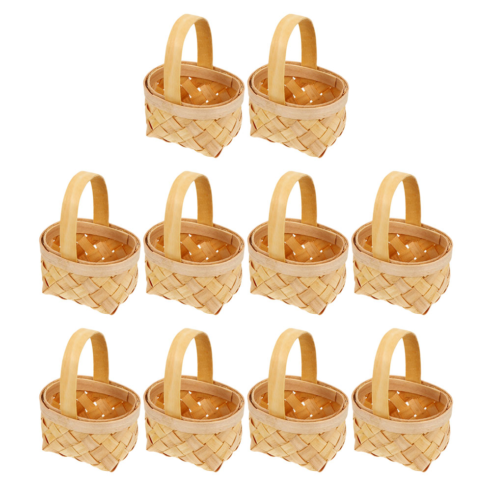 Hand Woven Basket Small with Handle Wicker Hampers for Weddings Rattan