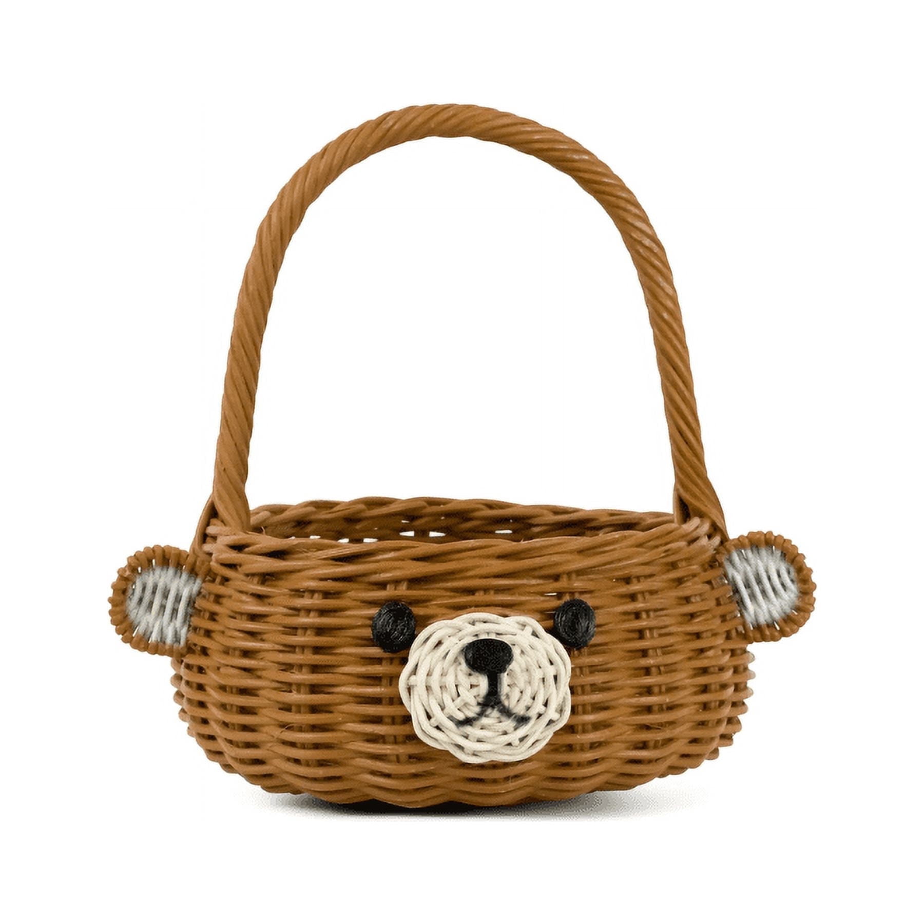 Hand Woven Bear Rattan Wedding Flower Girl Basket Decorative Home Decor Bin Organizer Storage Cute Handmade Handcrafted Gift Decoration Wicker Easter