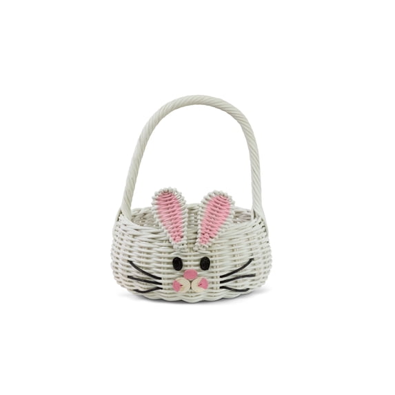 Hand Woven Bunny Rattan Wedding Flower Girl Basket Bin Home Decor Cute Handmade Handcrafted Nursery Gift Animal Storage Easter Wicker Rabbit