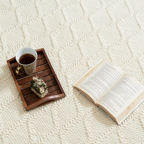 Hand Woven Chunky Braided Hand Knitted, Modern Style New Zealand wool Indoor Rug. Entryway or Runner , off white - TheRugBasket