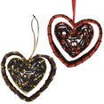 thumbnail image 1 of Hand Woven Clove Heart In Heart Hanging Ornament Aromatic Natural Spice Scented Metallic Thread Beads Gold Silver Unique Christmas Tree Holiday Arrangement Set of 2, 1 of 2