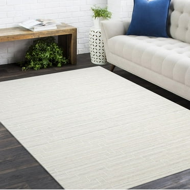 Hand Woven Contemporary Geometric Wool Beige Area Rug 8' 0" x 10' 0"