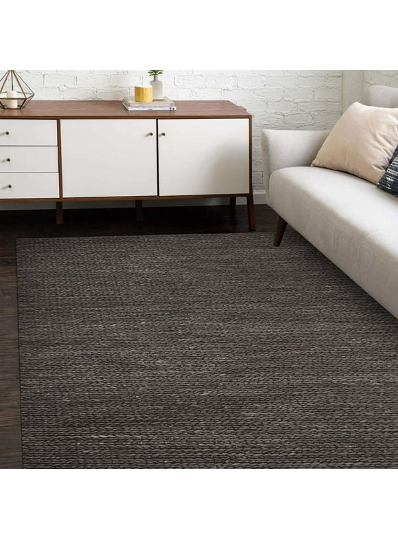 Hand Woven Contemporary Solid Jute Gray Area Rug 8' 0" x 10' 0"