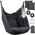 thumbnail image 1 of Hand-Woven Cotton Hammock Chair - Sturdy Durable Rope Swing with 2 Cushions for Indoor Bedroom & Outdoor Porch Patio, 1 of 6