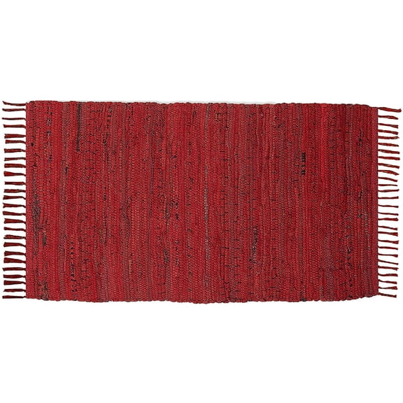 Hand Woven Cotton Rag Rug 2x3 ft Multicolor Reversible Chindi Area Rug for Kitchen Entryway Bedroom Living Room Burgundy