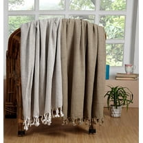 Hand-Woven Cotton Throw Blanket - All-Season Set of 2 (60x50 inches)
