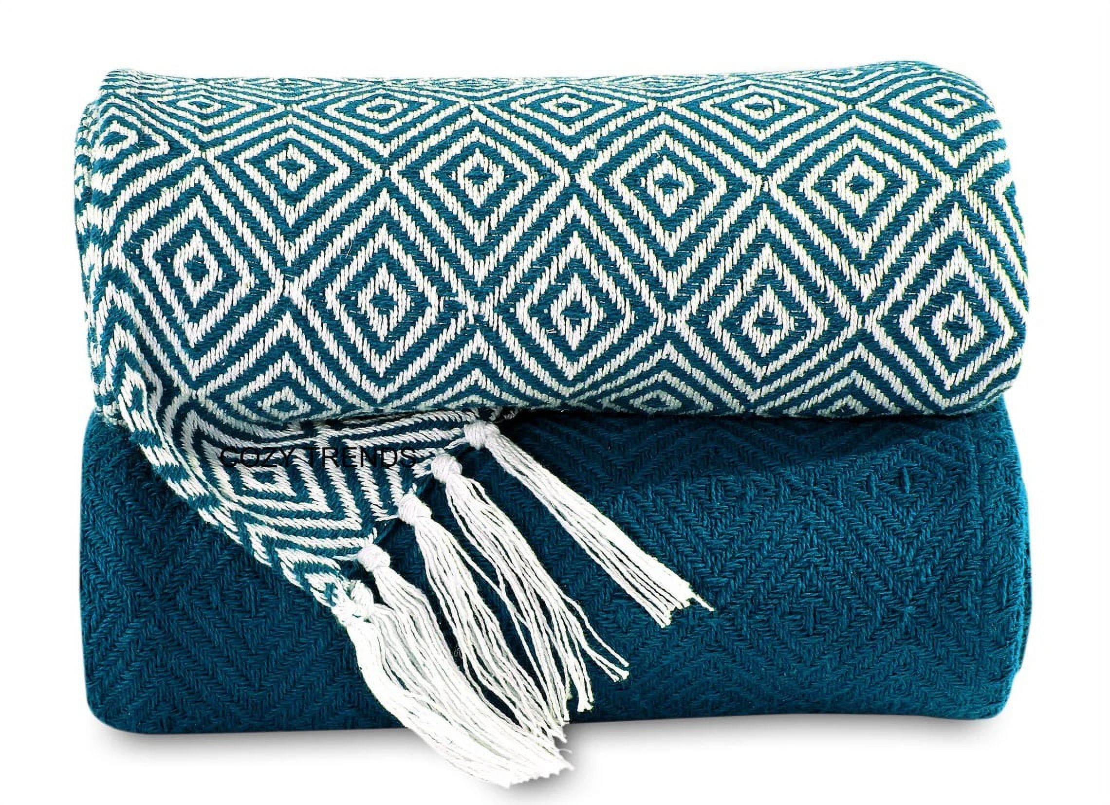 HandWoven Cotton Throw Blankets Set of 2 Warm and Cozy