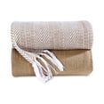 thumbnail image 1 of Hand Woven Cozy Warm Combed Cotton All Season Indoor Outdoor Light Weight Fade Resistant Couch Chair Bed Throw Blankets Batik 50x60 Inch Set of 2, 1 of 5
