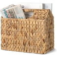 thumbnail image 1 of Hand-Woven Divided Magazine Basket, Rattan Magazine Holder, Natural Wicker Magazine Rack for Bathroom, Office, Water Hyacinth, 1 Pack, 1 of 9