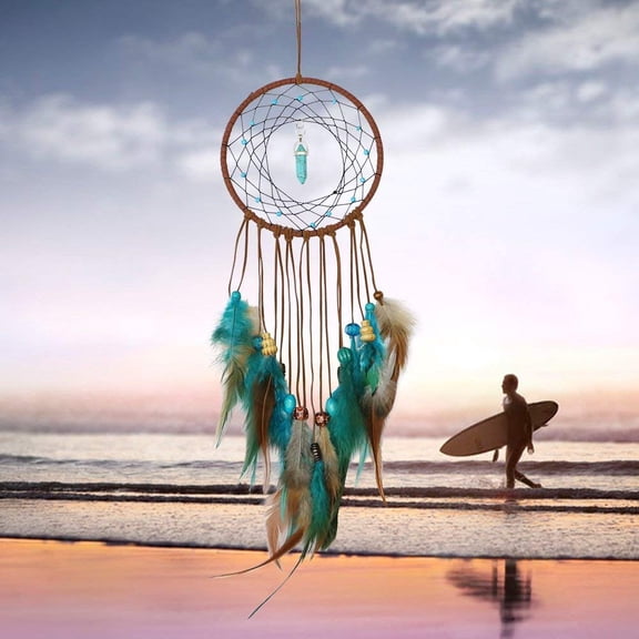 Hand-Woven Dreamcatcher with Feathers and Beads for Wall Hanging Car Rearview Mirror or Room Decor to Add Bohemian Style and Cultural Ambiance to Living Spaces