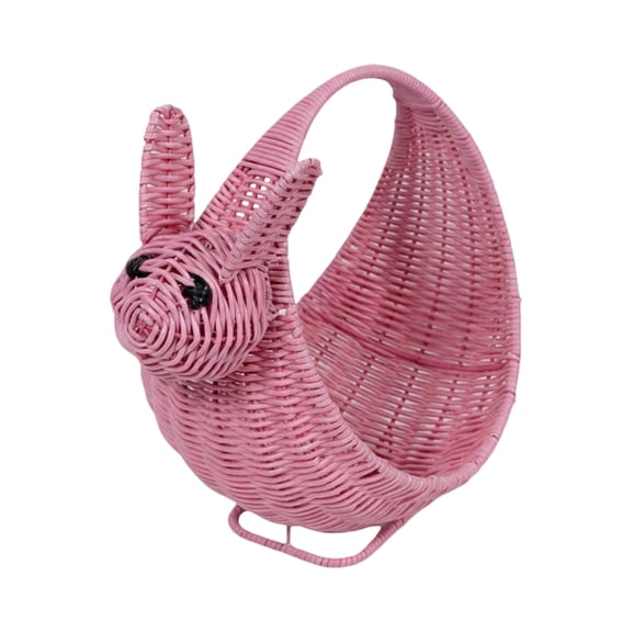 Hand-Woven Easter Basket for Eggs, Candy & Fruit – Pink Creative Drawer Storage Basket with Handles, Perfect for Spring Holiday Decor