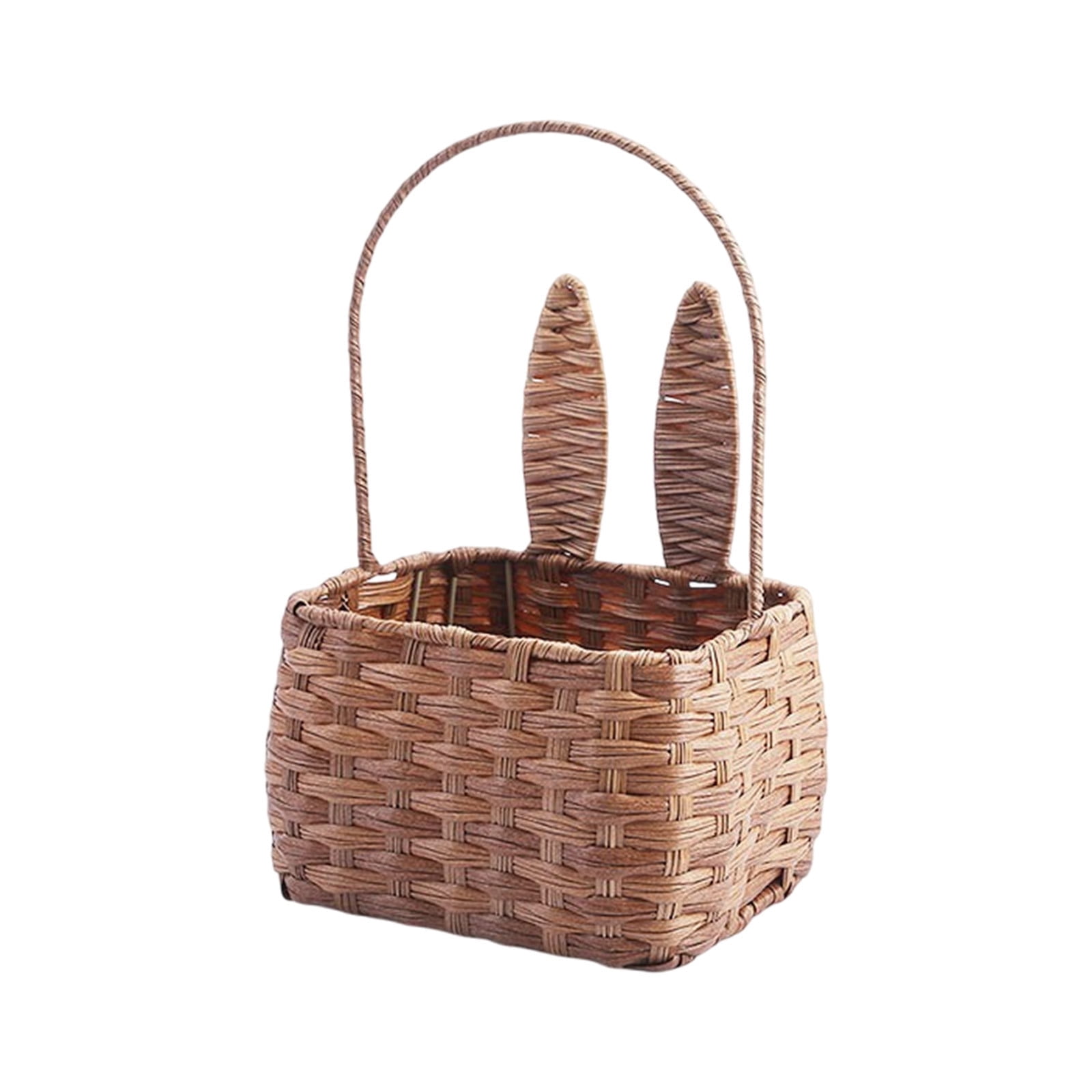Hand-Woven Easter Carrying Basket For Spring Picnic Storage Basket Snacks Eggs Candy Storage Childrens Gift Basket Plastic Material Decorative Basket