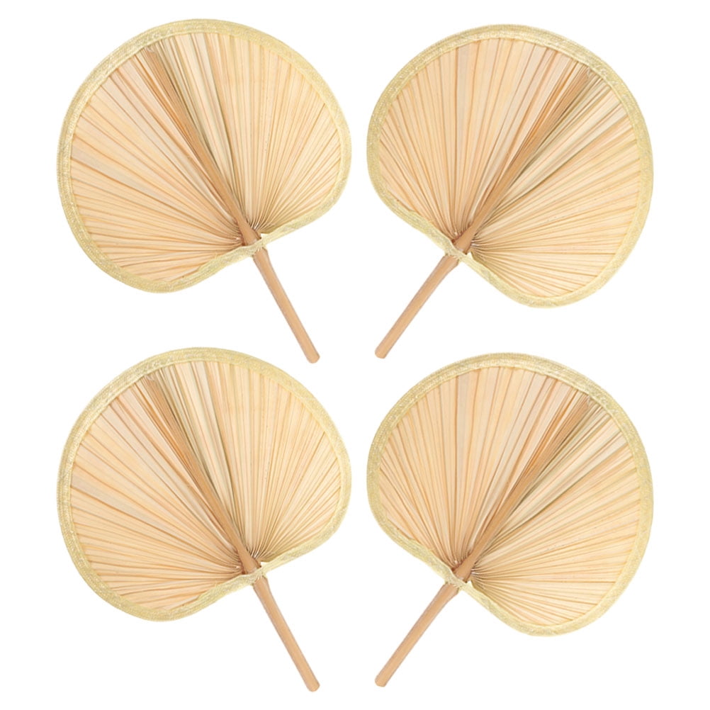 Hand Woven Fan 4pcs Palm Leaf Fan Hand Decor Straw Hand Fans Fan Portable Bohemian Home Hand Fan Handheld Fan Indoor Hand Fans Handmade Fans Grass Cattail Fan