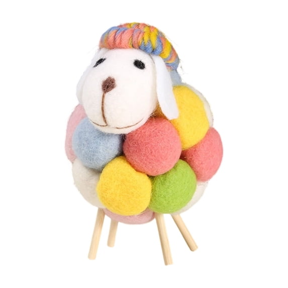 Hand Woven Felt Sheep Figurine, Mini Cute Colorful Novelty Desktop Ornaments Collectible Figurines, Easter Home Decor (Multicolor C)