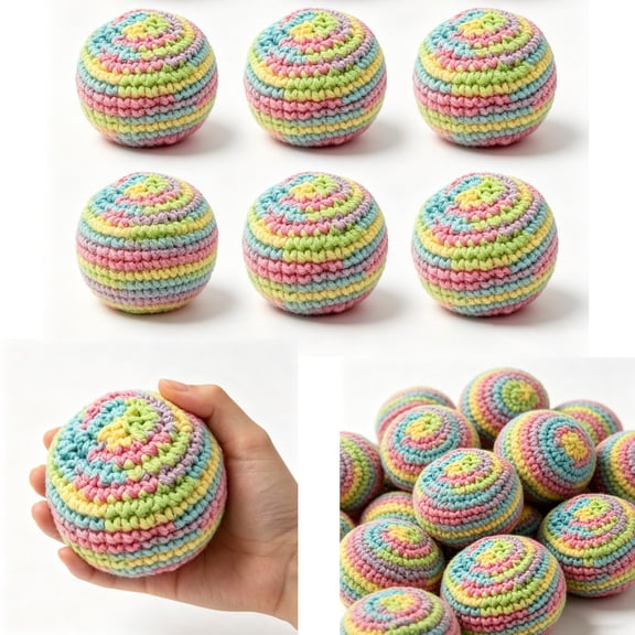 Hand Woven Footbag Adults, Colorful Crochet Sandbag, Interesting Juggling Ball, Durable Stitched Footbag, Portable Hacky Sack, for Adults Beginners Juggling Kicking Outdoor