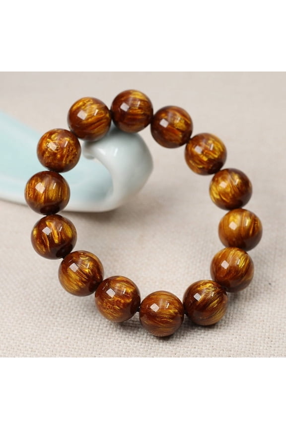 Hand Woven Bracelet Golden Silk Sea Willow Resin Bangle Vintage Geometric Design Bracelet Unisex Fashion Jewelry Anti