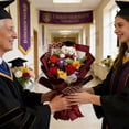 thumbnail image 1 of Hand-Woven Graduation Bouquet with Plush Teddy Bear, Blue Polyester Floral Gift Set for Class of 2026, 1 of 6