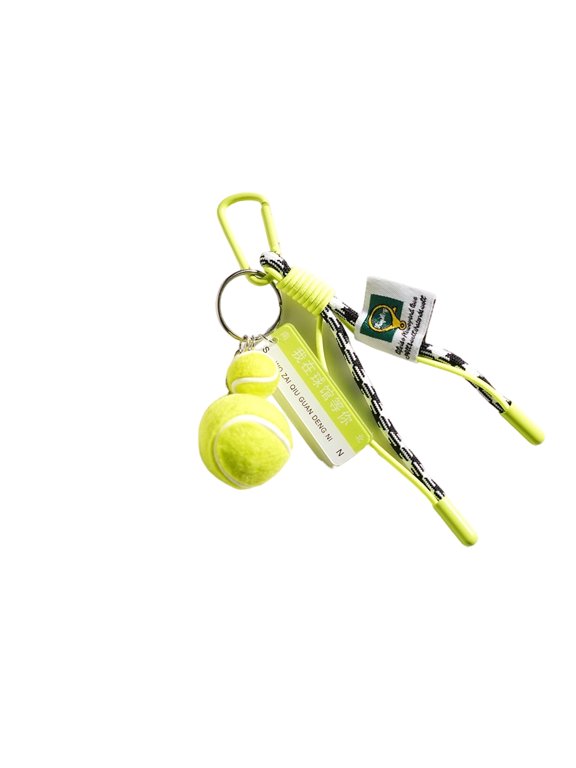 Hand Woven Green Sports Charm Keychain Pendant Tennis Inspired User Friendly Decorative Accessory for Daily Use