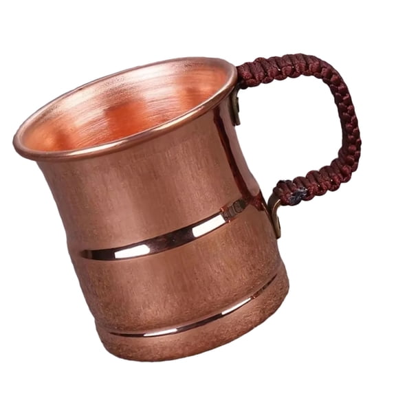 Hand Woven Handle Copper Drinking Vessel for Beverages Metal Milk Drinkware Comfortable Grip Beer Cup