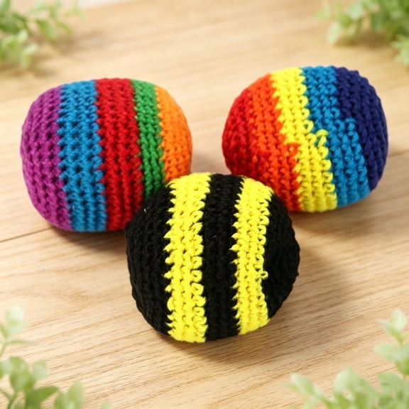 Hand Woven Juggling Balls, 3-Pack Soft Toss Beanbags for Coordination Practice, Adult Size Beginner Juggling Props for Skill Development and Outdoor Activity