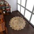 thumbnail image 1 of Hand Woven Jute Eco-Friendly Area Rugs - 4'X4', Round Shape, Beige Color, Oriental Pattern, High Pile, Natural Fiber, Outdoor Indoor Handmade Area Rugs For Living Room, Bed Room (J00003), 1 of 5