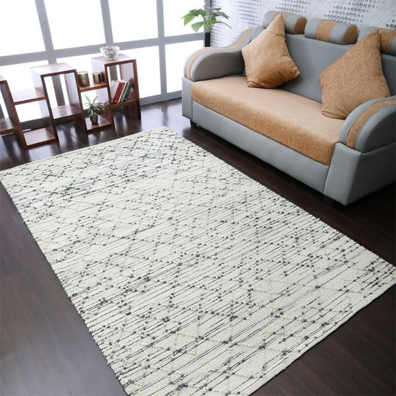 Hand Woven Jute Eco-Friendly Area Rugs - 5'X8', Rectangle Shape, Beige Color, Contemporary Pattern, High Pile, Natural Fiber, Outdoor Indoor Handmade Area Rugs For Living Room, Bed Room (J00090)
