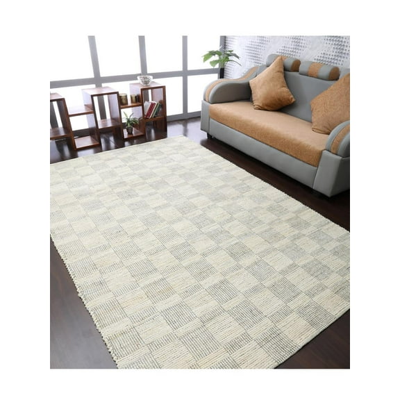 Hand Woven Jute Eco-Friendly Area Rugs - 6'X9', Rectangle Shape, Beige Color, Contemporary Pattern, High Pile, Natural Fiber, Outdoor Indoor Handmade Area Rugs For Living Room, Bed Room (J00092)