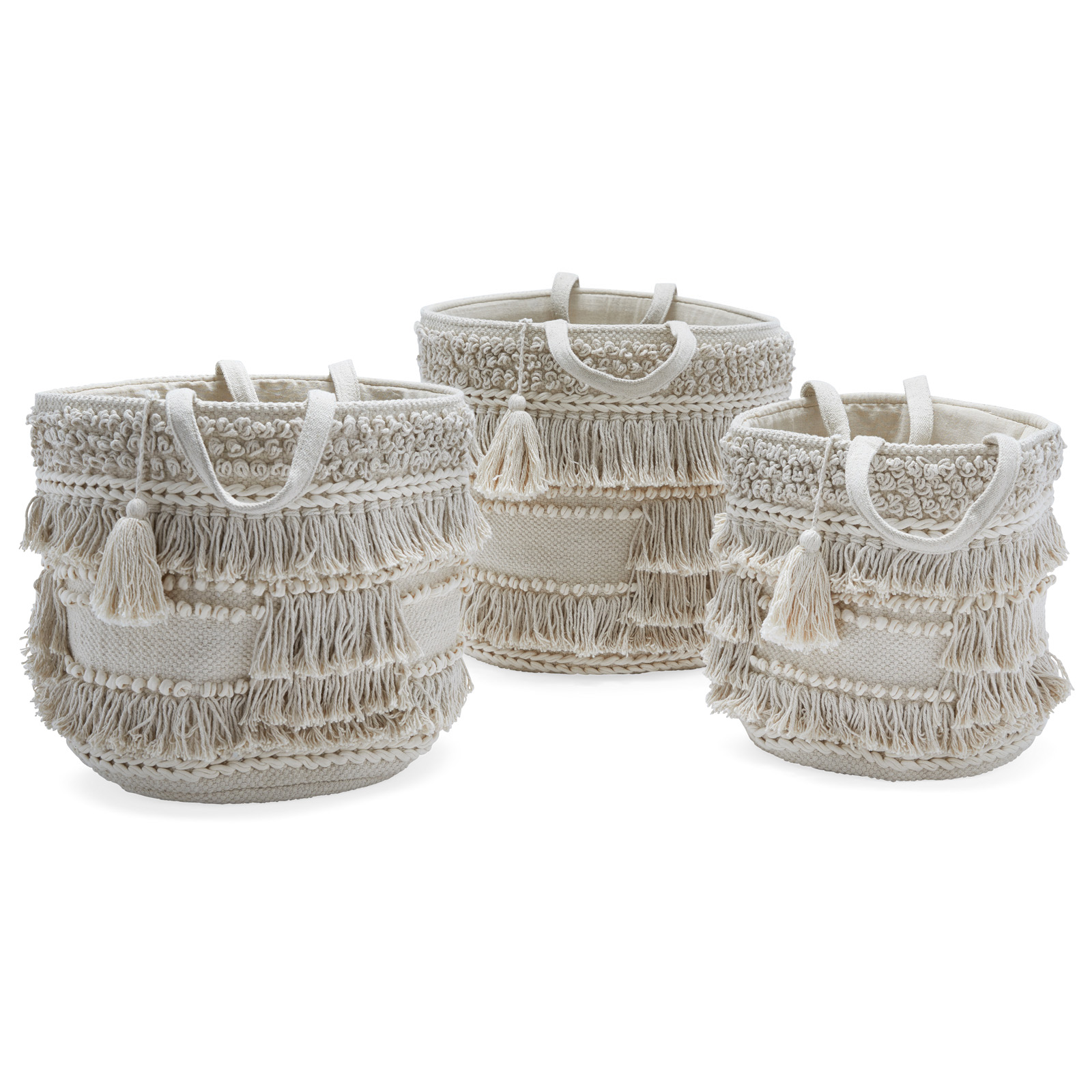 Hand Woven Macrame 3 Piece Basket Set, Natural by Drew Barrymore Flower Home - image 1 of 8