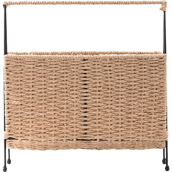 Hand Woven Magazine Basket, Standing Book Newspaper Holder Magazine Rack, Decorative Magazine Storage Basket Bin for Home Office Desk