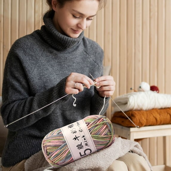 Hand-Woven Milk Cotton Yarn for DIY Crochet Projects, Gradient Color Baby Wool Ball, 50g Weight 325m Length, Doll Making or Crafting, Four Seasons Use
