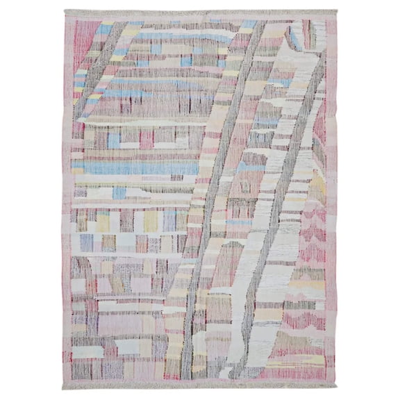 Hand Woven Modern Lily Cotton Kilim Rug - 8'7'' x 11'6''