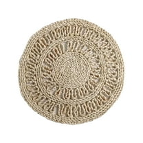 Hand Woven Natural Flax Placemats 11.81x11.81in Western Style Table Insulation Mats Multi-Purpose Kitchen Dining Home Decor Storage Basket (Brown)​