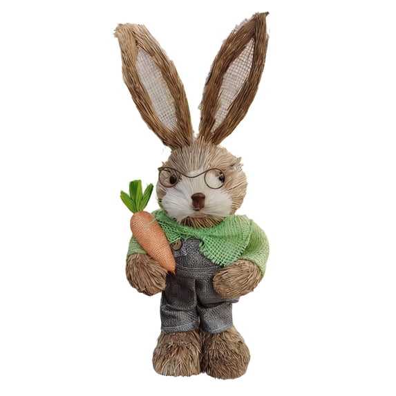 Hand Woven Natural Grass Peter Rabbit Decor, Farmhouse Style 35cm Lifesize Bunny Statue, Garden Patio & Indoor Decoration, Rustic Easter Gift for Rabbit Lovers and Home Decor Enthusiasts