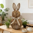 thumbnail image 1 of Hand-Woven Natural Rattan Bunny Basket with Ribbon, Sustainable Easter Woven Decoration, Pastoral Rustic Home Decor, Handcrafted Holiday Centerpiece, 1 of 9