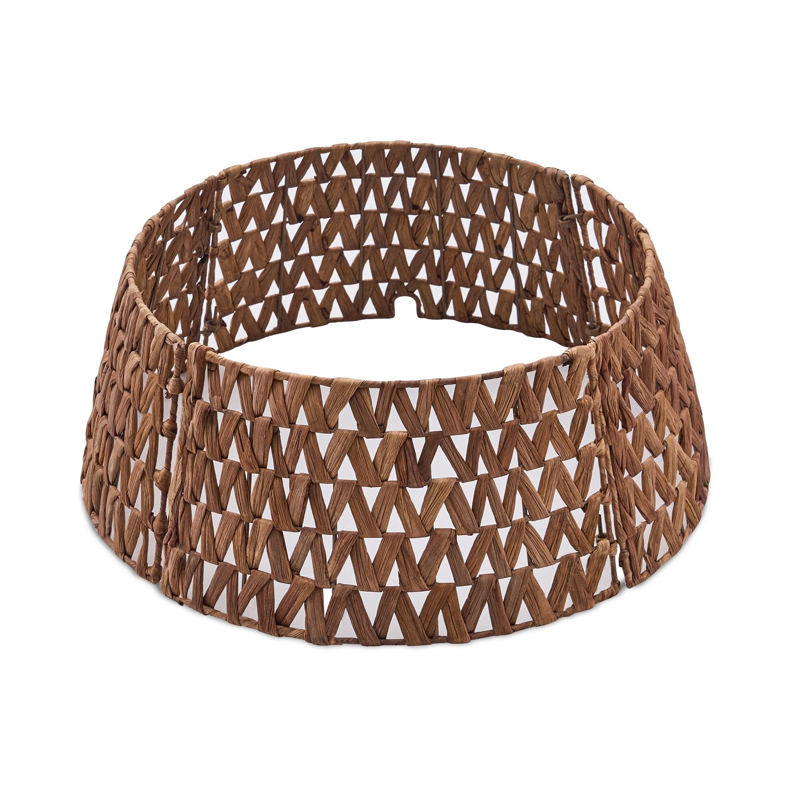 Hand-Woven Natural Water Hyacinth Christmas Tree Collar - Cord Cutout Design, Rustic Eco-Friendly Holiday Decor for Home