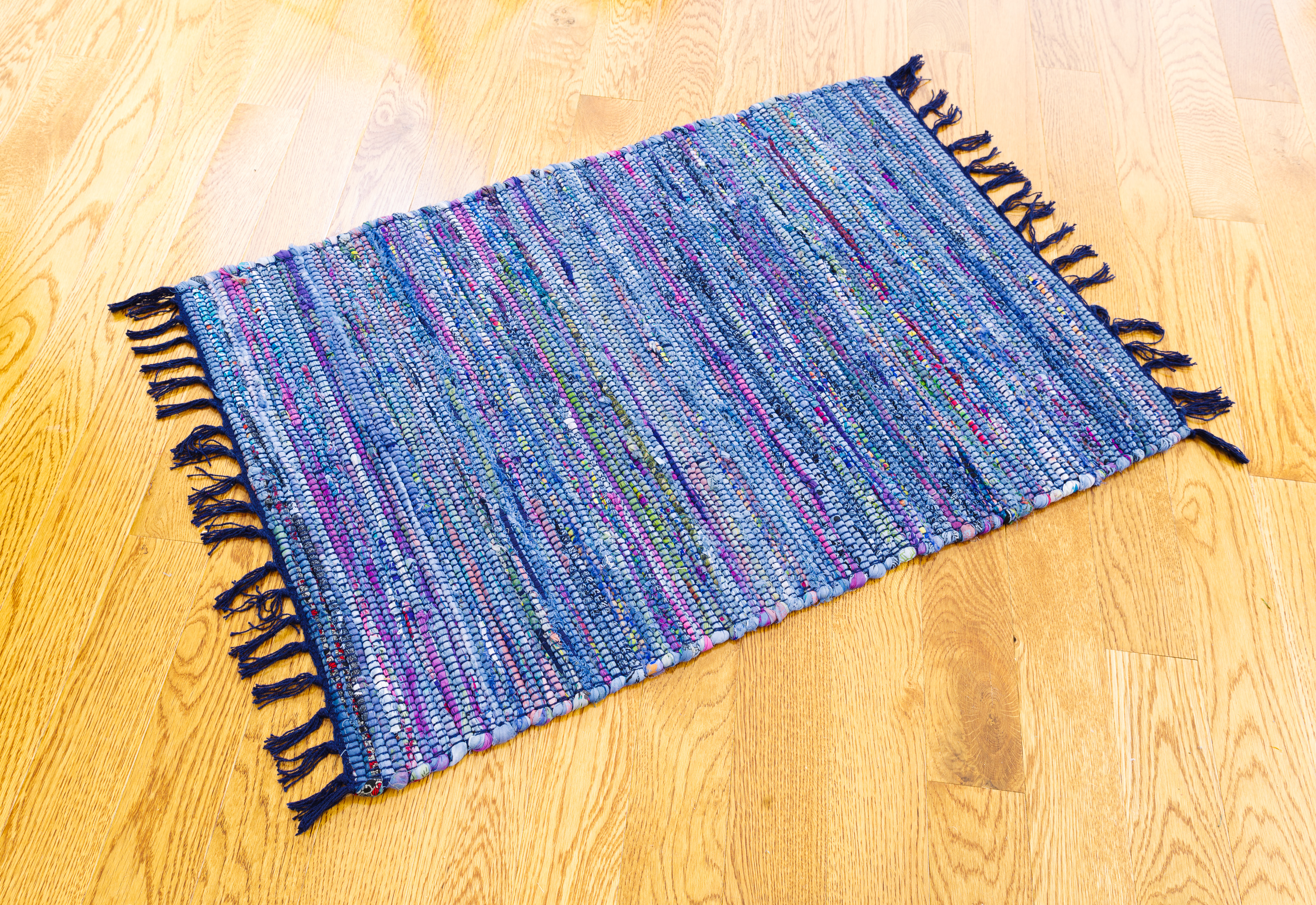 Kitchen Rag Rug Blue Hand Woven Overdyed Solid Rag Rug, Blue, 2'x3' - Walmart.com