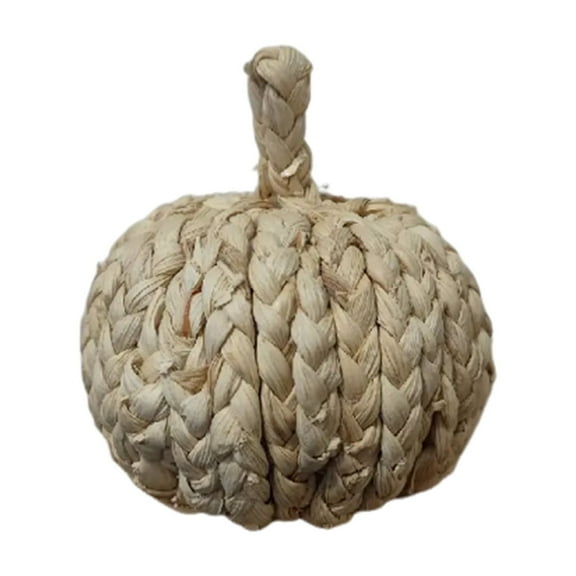 Hand-Woven Pumpkin Ball Straw-Woven Home Living Room Decoration Twisted Pattern Ornament, Natural Straw Material Handcrafted Fine Texture 3D Pattern Design, Versatile For Living